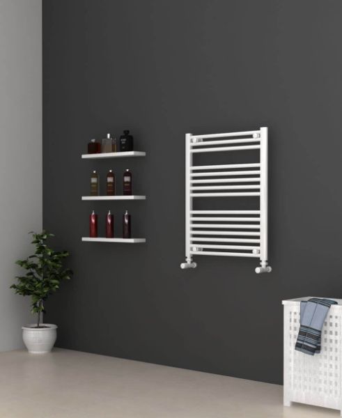 600mm Wide 750mm High White Flat Towel Radiator