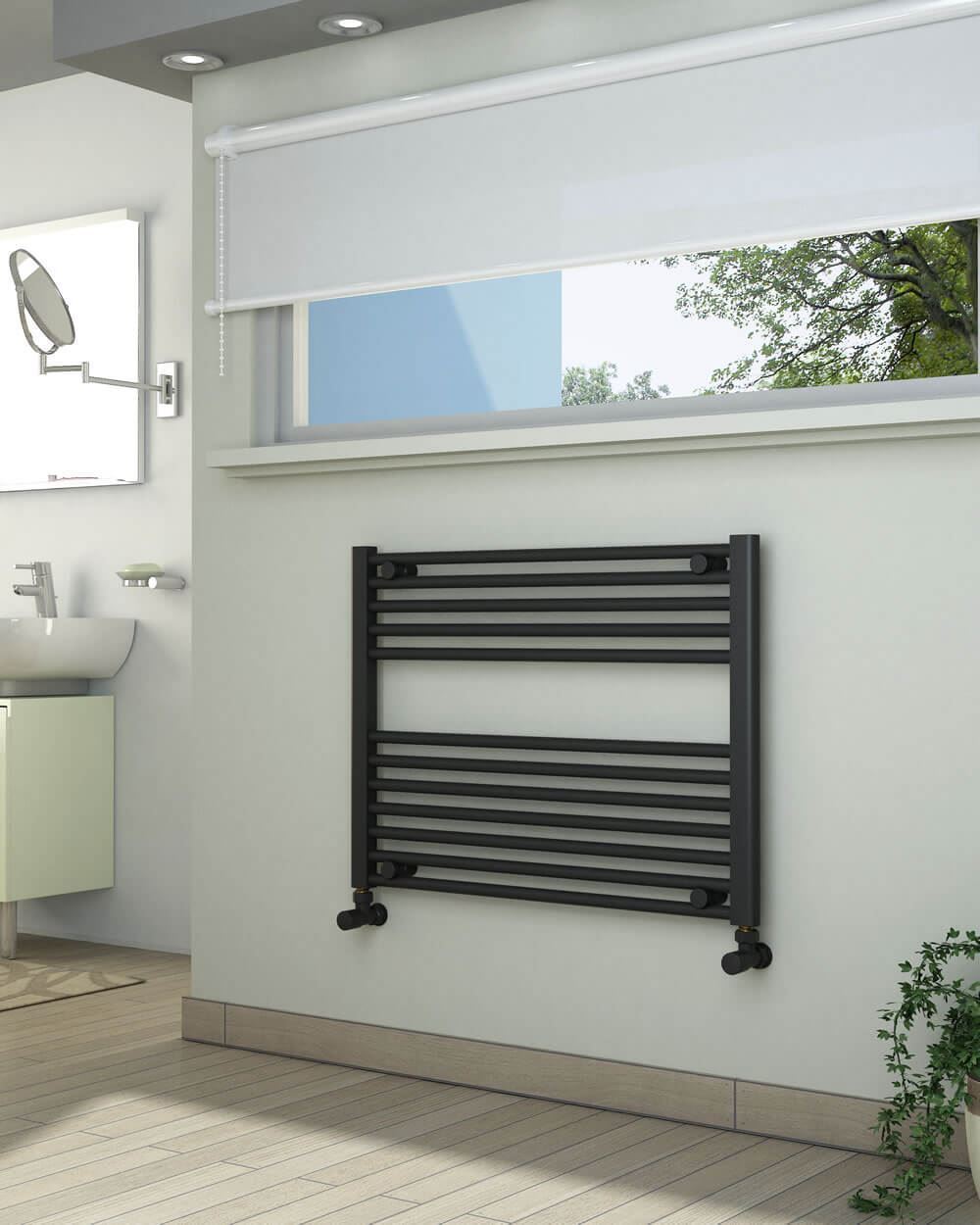 Short Wide Anthracite Grey Towel Radiator by ADIGE 800x600mm