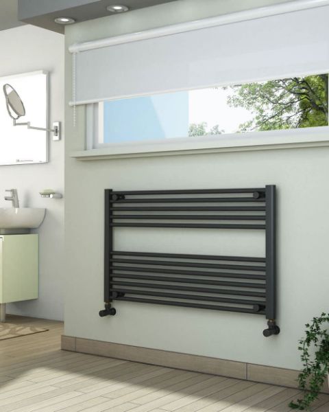 1000mm Wide 600mm High Anthracite Towel Radiator
