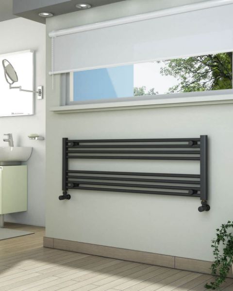 1200mm Wide 400mm High Anthracite Towel Radiator