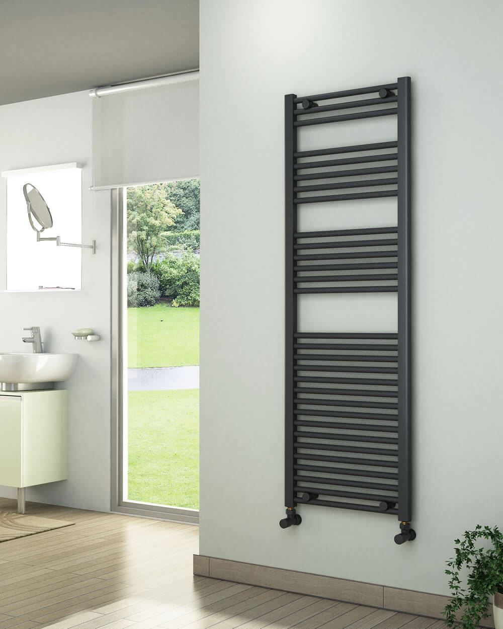 800mm wide towel radiator anthracite outlet