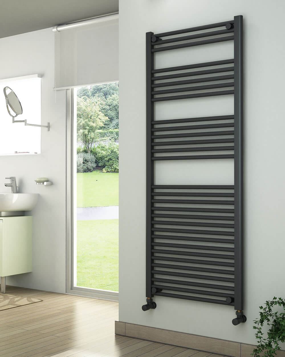 600mm Wide 1500mm High Anthracite Towel Radiator