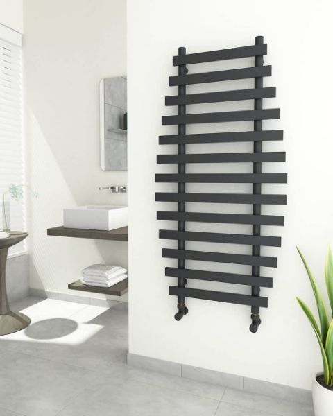 Picture of DIVERI Anthracite Bathroom Towel Radiator - 600mm Wide 1200mm High
