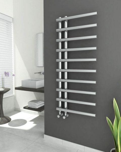 Picture of ELUS Designer Chrome Towel Radiator - 500mm Wide 1200mm High