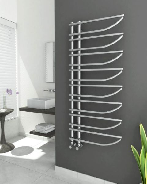 Picture of ENZANA Designer Chrome Towel Radiator - 550mm Wide 1250mm High