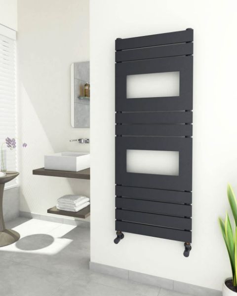 Picture of HERSA Designer Anthracite Towel Radiator - 500mm Wide 1288mm High