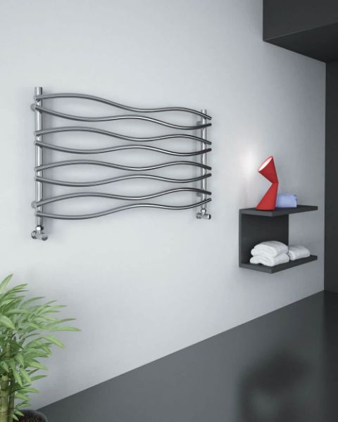 WAVE 1200mm Wide 635mm High Chrome Designer Towel Radiator