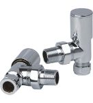 Picture of Chrome ANGLED Radiator Valves (Pair) - 15mm x 1/2inch | Roundhead & Modern
