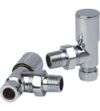 Picture of Chrome ANGLED Radiator Valves (Pair) - 15mm x 1/2inch | Roundhead & Modern