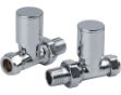 Picture of Chrome STRAIGHT Radiator Valves (Pair) - 15mm x 1/2inch | Roundhead & Modern