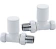 Picture of White STRAIGHT Radiator Valves (Pair) - 15mm x 1/2inch | Roundhead & Modern