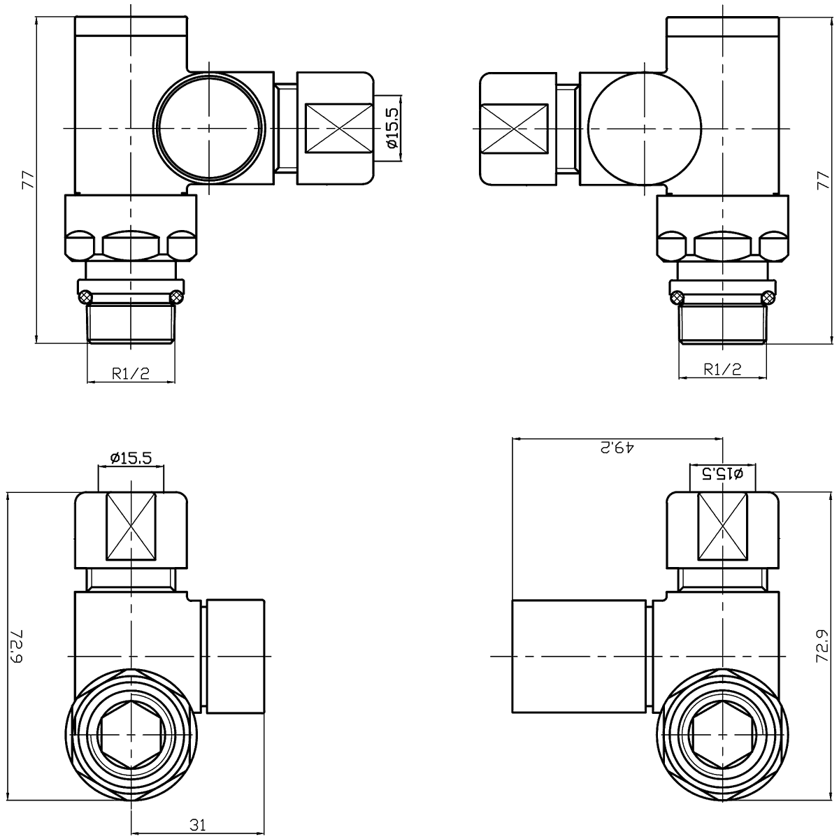 Dual Fuel Radiator Valves Anthracite Corner
