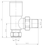 Picture of Chrome ANGLED Radiator Valves (Pair) - 15mm x 1/2inch | Roundhead & Modern