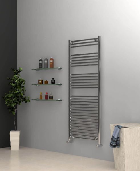 Picture of Chrome Curved Towel Radiator 600mm Wide 1512mm High