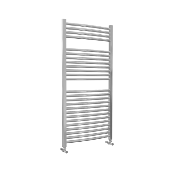 600mm Wide 1230mm High Chrome Curved Towel Radiator