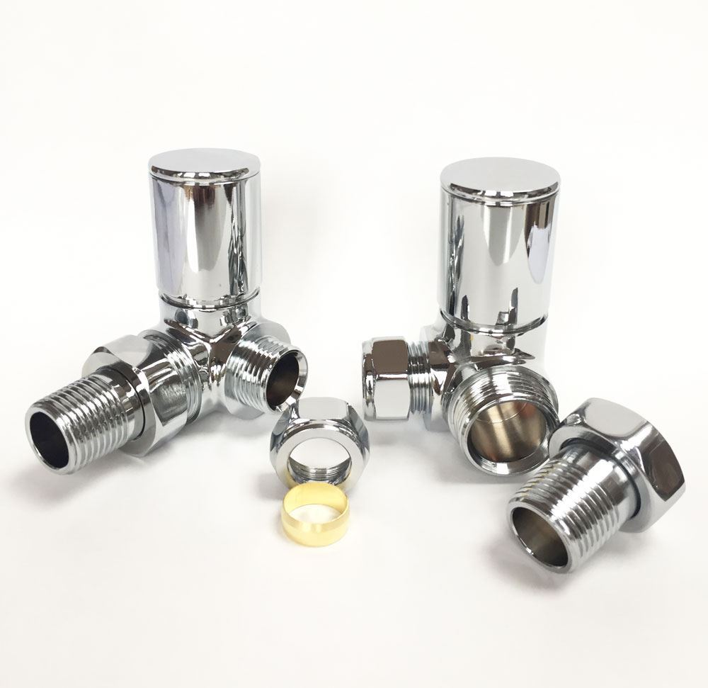 Towel Radiator Valves | Chrome, Corner (minimal projection)