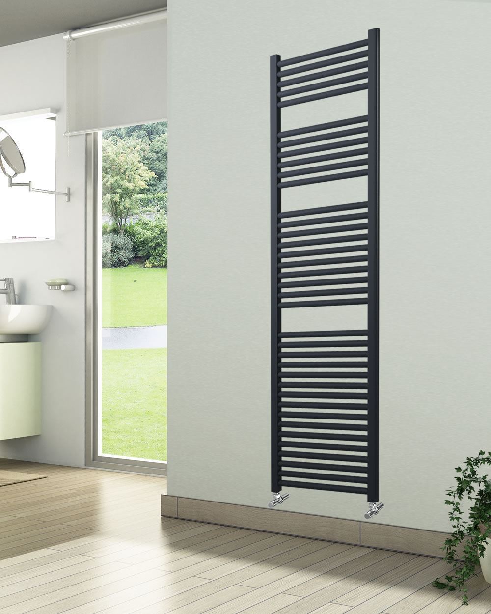 500mm Wide 1785mm High Curved Anthracite Towel Radiator