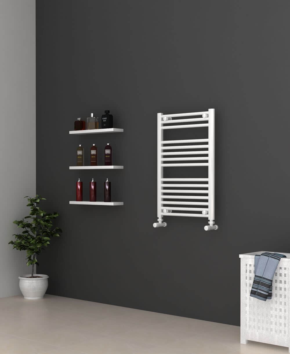 500mm Wide 800mm High White Flat Towel Radiator