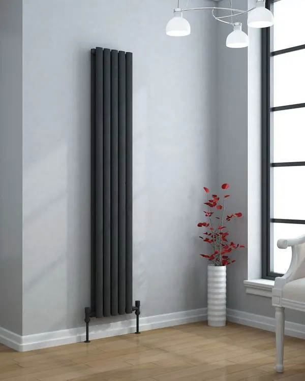 VERTICA 1600x290mm Anthracite Double Oval Tube Vertical Radiator