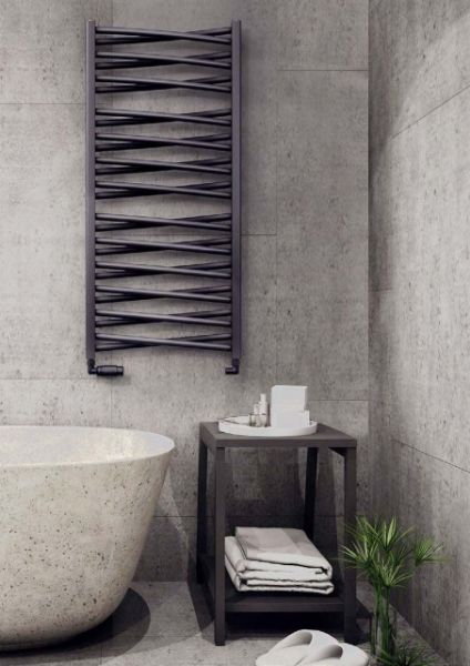 Picture of TREA 3DX 540mm Wide 910mm High Black Designer Bathroom Radiator