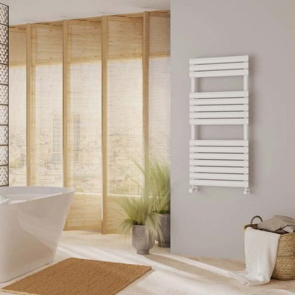 Picture of OLIE 500mm Wide 1120mm High White Designer Towel Rail