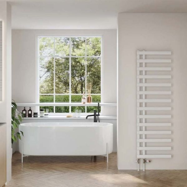 Picture of LALLINA 500mm Wide 1592mm High White Designer Towel Rail