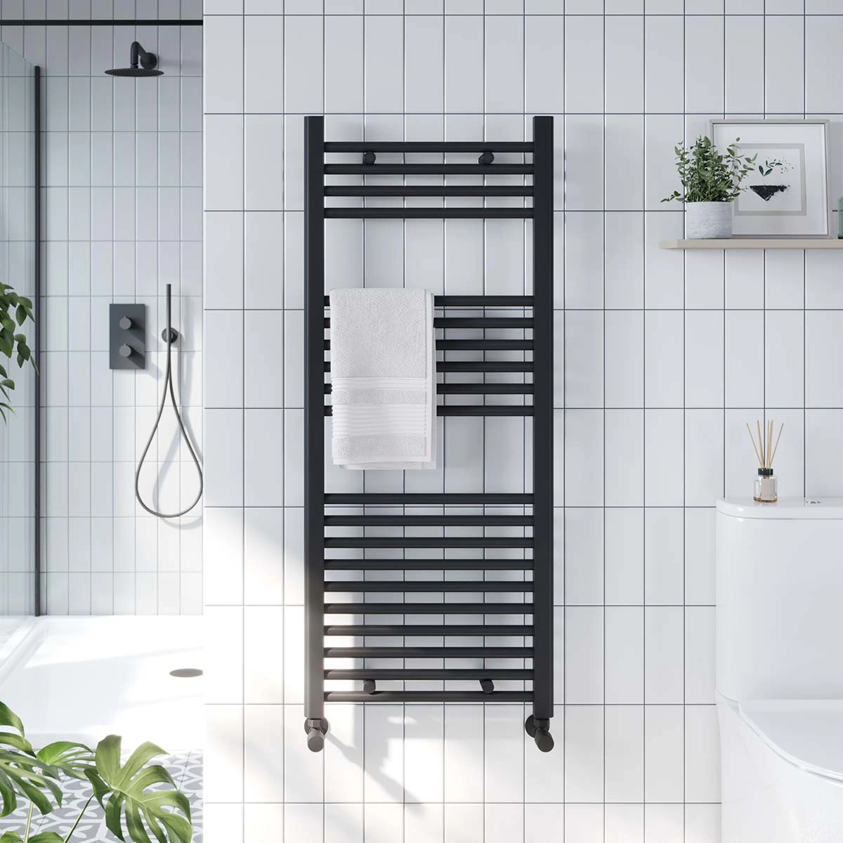 Black Towel Radiator -400mm Wide 1000mm High