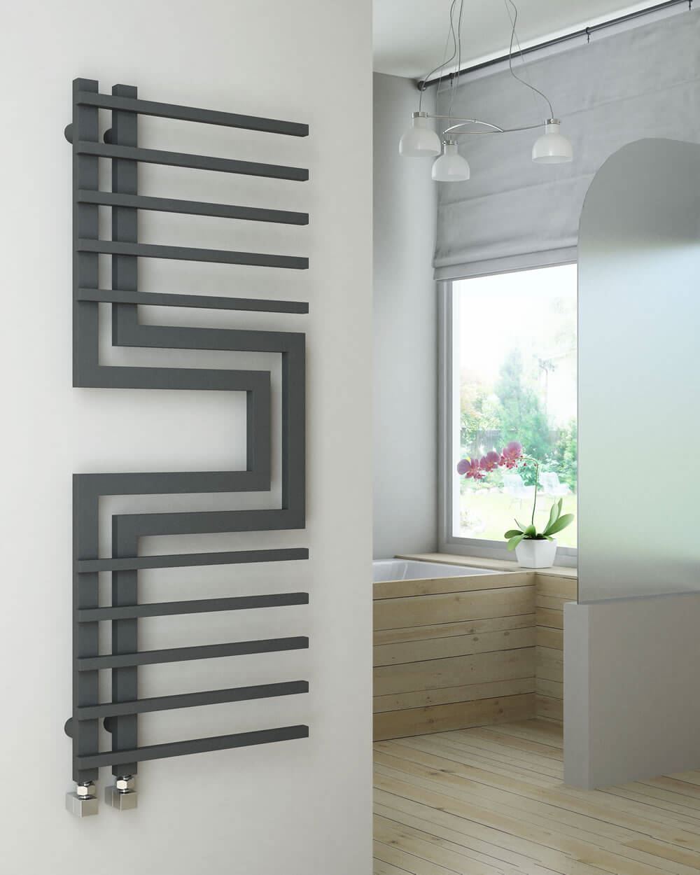 SLIZZA 500mm Wide 1300mm High Anthracite Designer Towel Radiator