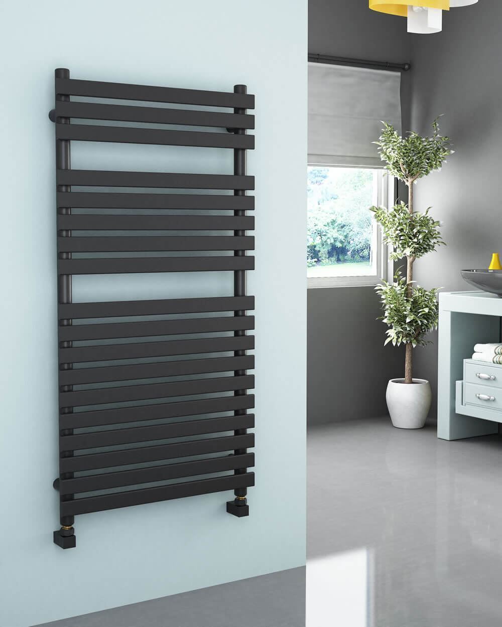 SONAVA 600mm Wide 1200mm High Rectangular Tube Anthracite Designer Towel  Radiator