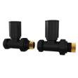 Picture of Black STRAIGHT Radiator Valves - Pair