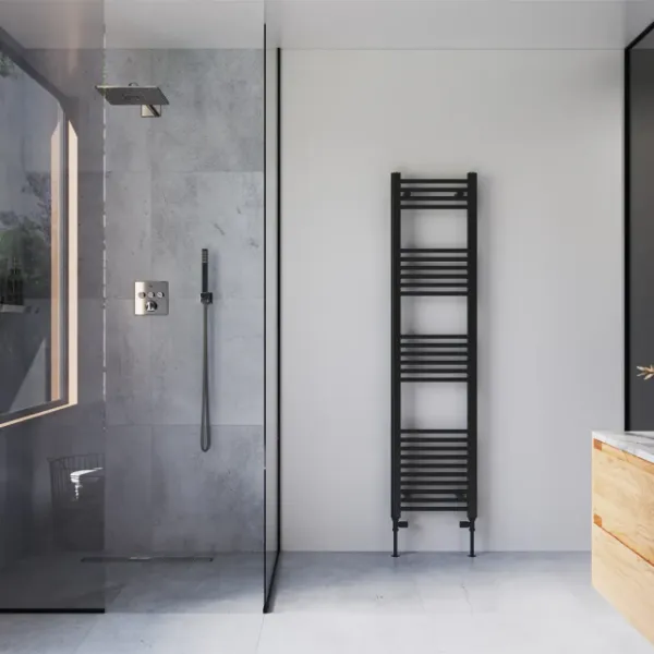 Black heated towel rail 400mm wide discount