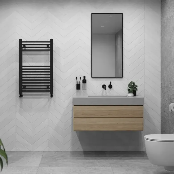 Picture of Black Towel Radiator - 500mm Wide 800mm High