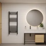 Picture of Black Towel Radiator - 500mm Wide 1200mm High