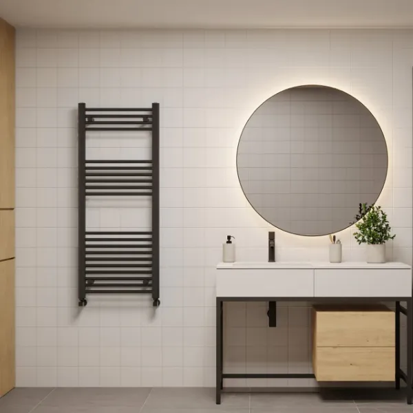 Black Towel Radiator 500mm Wide 1200mm High