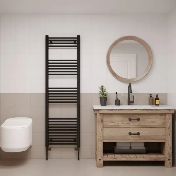 Picture of Black Towel Radiator - 500mm Wide 1600mm High