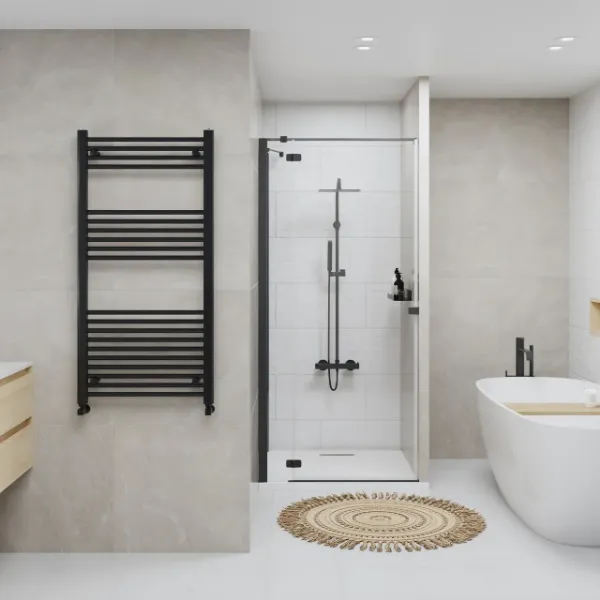 Picture of Black Towel Radiator - 600mm Wide 1200mm High