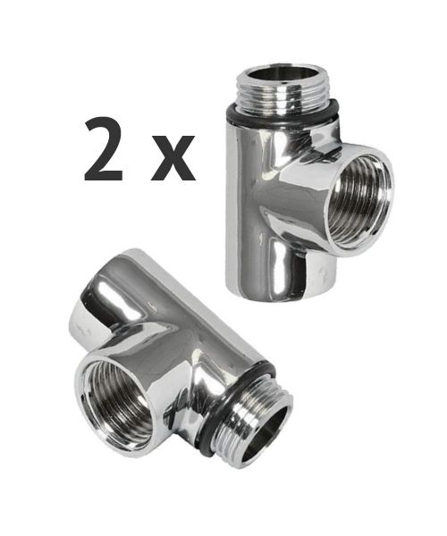 Picture of 2 x T-Pieces | Dual Fuel Adaptors in Chrome