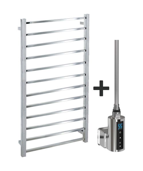 Picture of Pre-Filled Electric Heated Towel Rail Square Tubed 500x1000mm Thermostatic Element