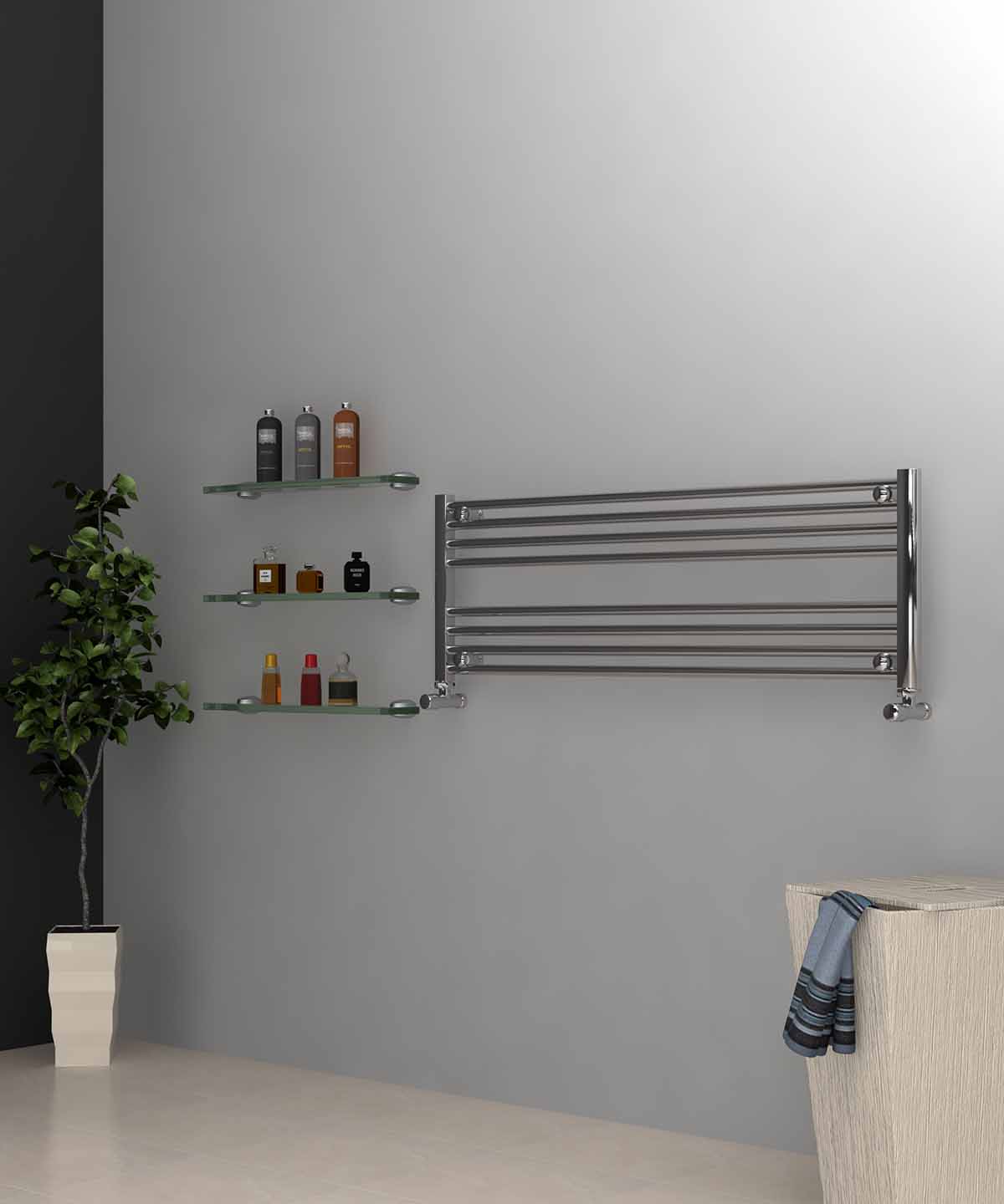 Chrome Towel Radiator | 1200mm Wide, 400mm High by ADIGE