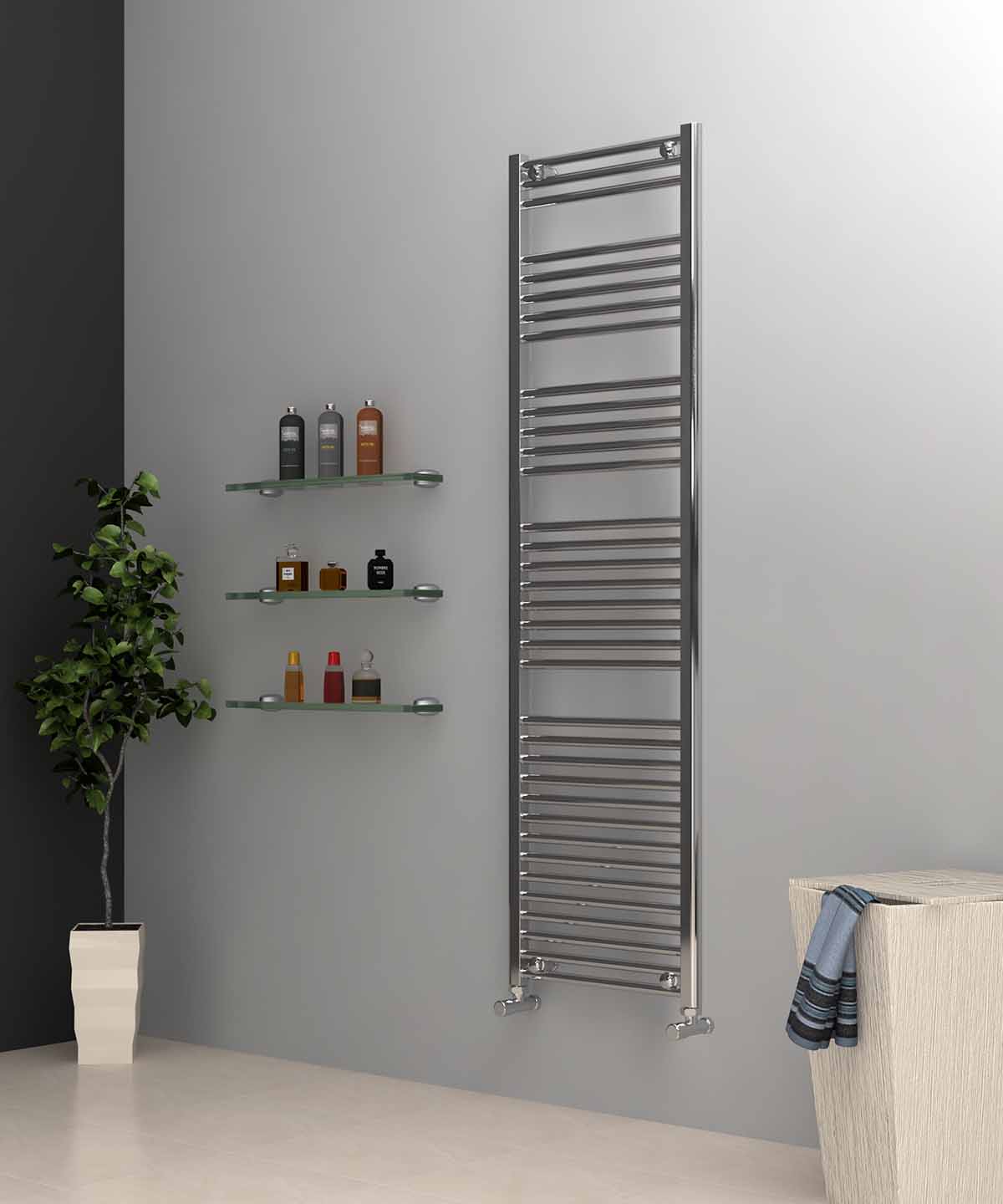 Chrome Towel Radiator | 500mm Wide, 1750mm High by ADIGE