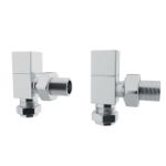 Picture of Square ANGLED Radiator Valves (Pair) - Chrome 15mm x 1/2inch | Squarehead